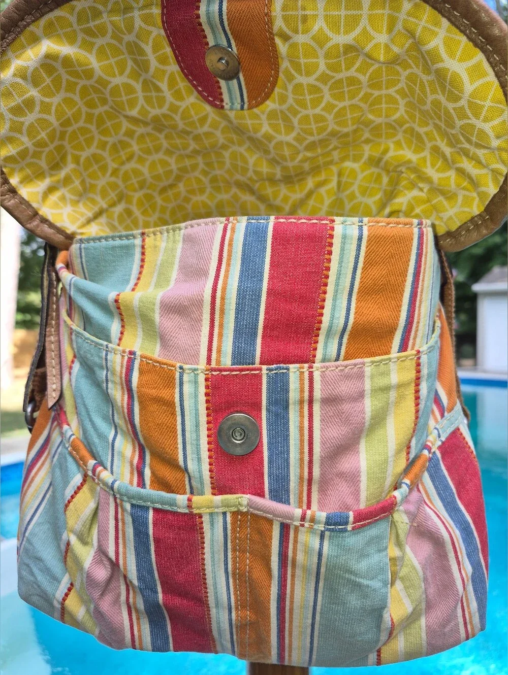 Fossil Multicolor Striped Denim Crossbody bag, Messenger Style - Picture 2 of 9